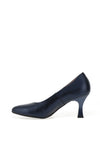 Pitillos Leather Shimmer Tapered Heeled Shoes, Navy