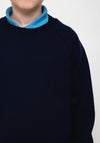 Plain Knit Round Neck School Jumper, Navy