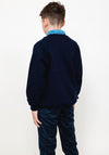 Plain Knit Round Neck School Jumper, Navy
