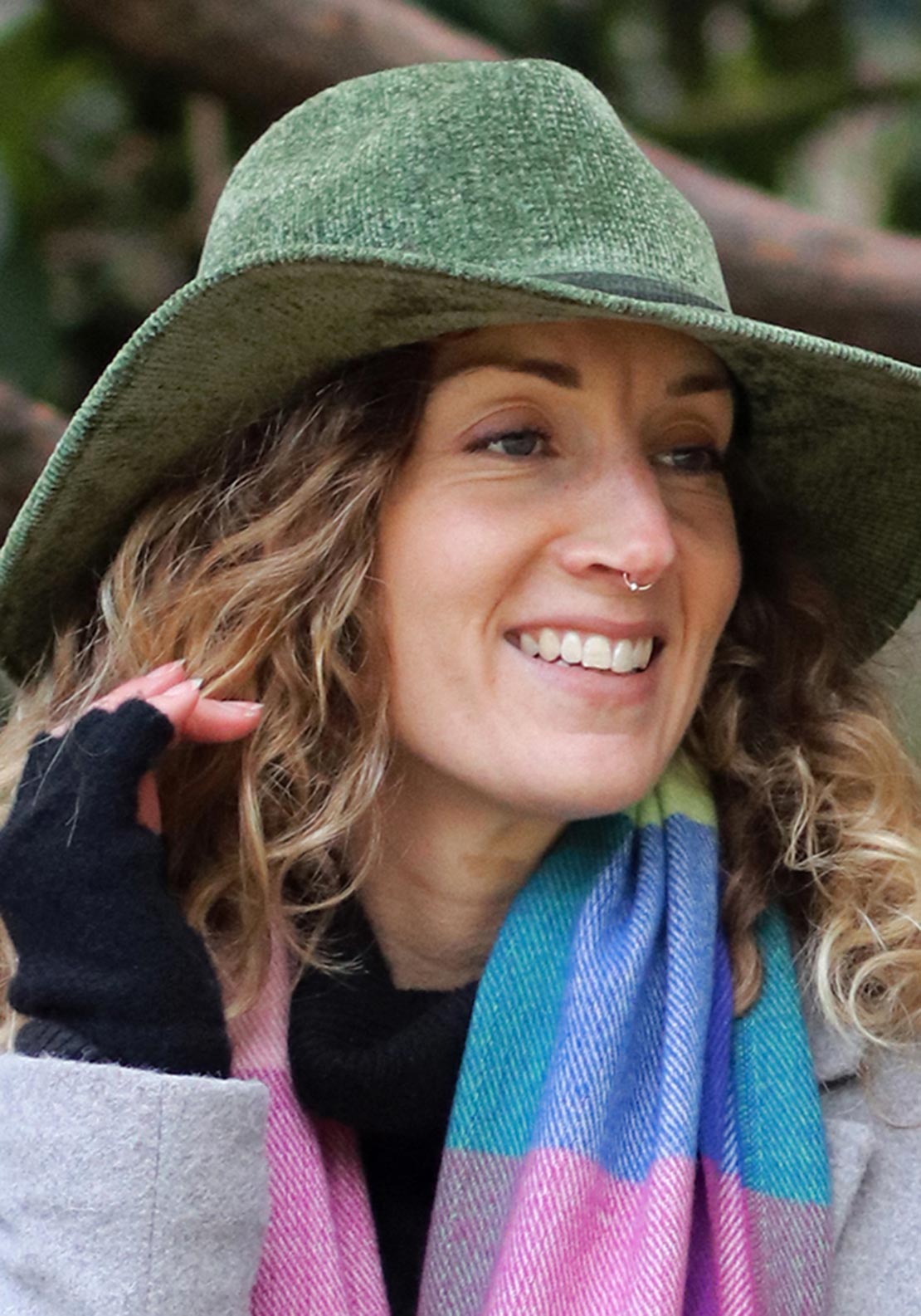 Pom Chenille Winter Fedora, Green