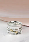 POM Double Heart Spinning Ring, Silver