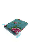 Pom Velvet Botanical Drawstring Pouch, Blue