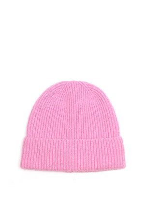 Pom Ribbed Beanie Hat, Pink