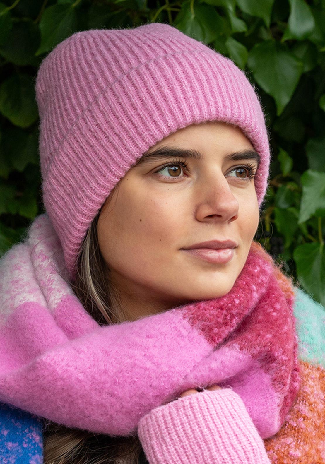 Pom Ribbed Beanie Hat, Pink