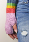Pom Rainbow Fingerless Gloves, Lilac