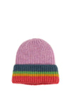 Pom Rainbow Ribbed Beanie, Lilac