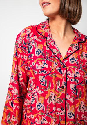 POM Botanical Print Luxury Pyjama Set, Pink
