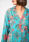 POM Botanical Print Luxury Pyjama Set, Turquoise