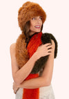 Powder Elsa Three-Tone Faux Fur Scarf, Orange Multi