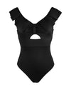 Pour Moi? Space Frill Non-Wired Swimsuit, Black