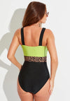 Pour Moi? Palm Springs Tummy Control Swimsuit, Black and Lime