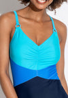 Pour Moi Brighton V Neck Tummy Control Swimsuit, Navy & Blue