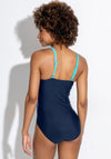 Pour Moi Brighton V Neck Tummy Control Swimsuit, Navy & Blue