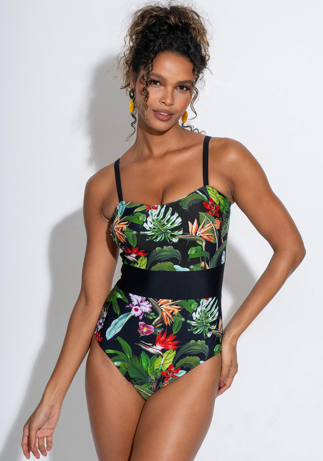 Pour Moi Palermo Tropical Tummy Control Swimsuit, Black