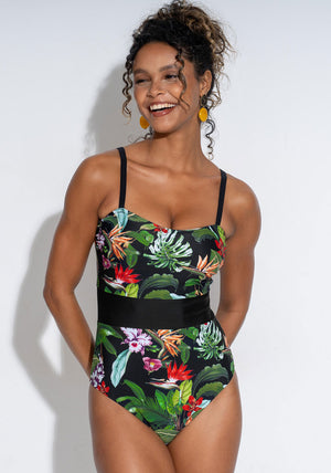 Pour Moi Palermo Tropical Tummy Control Swimsuit, Black