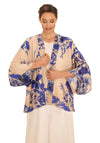 Powder China Blue Blooms One Size Kimono Jacket, Blue & Beige