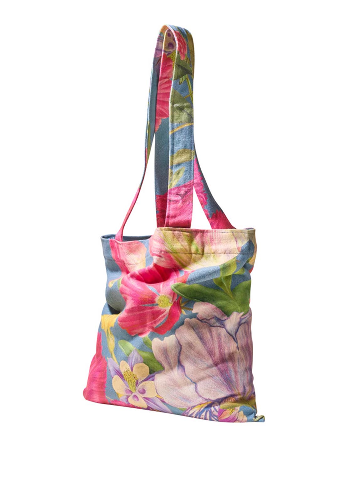 Powder Floral Study Denim Canvas Tote Bag, Multi