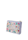 Powder Hello Gorgeous Velvet Embroidered Mini Pouch, Denim Blue