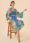 Powder Hummingbird Kimono Gown, Denim