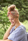 Powder Velvet Embellished Mediterranean Paisley Headband, Coral