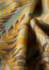 Powder Patterned Palms Cotton Scarf, Ochre