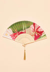 Powder Delicate Tropical Satin Fan, Dark Rose