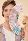 Powder Paisley Satin Fan, Lavender
