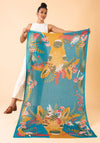 Powder Decorative Doe Printed Scarf, Teal