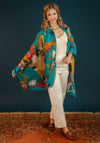 Powder Decorative Doe Printed Scarf, Teal