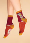 Powder Cosy Hare Ankle Socks, Mustard