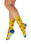 Powder Succulent Strawberries Ankle Socks, Mustard