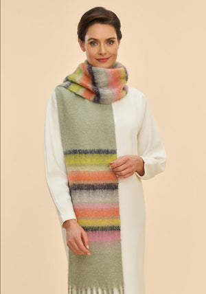 Powder Sammy Cosy Striped Scarf, Green