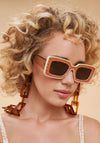 Powder Rectangle Block Sunglasses Chain, Tortoiseshell