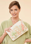 Powder Jute Zip Pouch Bag, Paradise Palms