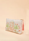 Powder Jute Zip Pouch Bag, Paradise Palms