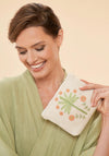 Powder Jute Mini Zip Pouch Bag, Paradise Palms
