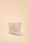 Powder Jute Mini Zip Pouch Bag, Paradise Palms