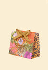 Powder Jute Mini Zip Pouch Bag, Paradise Palms