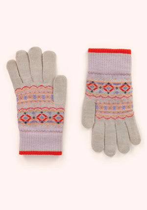 Powder Patterned Gloves, Cream Multi