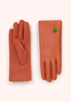 Powder Emma Faux Suede Gloves, Orange