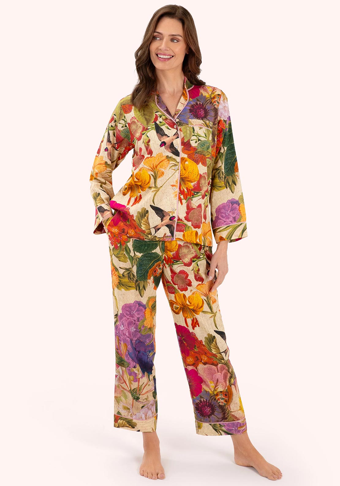Powder Oversized Supersoft Autumn Posy Pyjamas, Cream Multi - McElhinneys