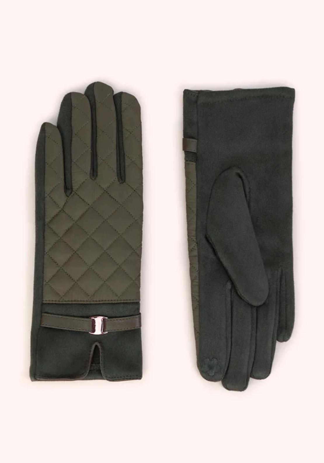 Powder Penelope Quilted Gloves, Green