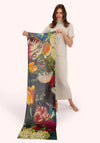 Powder Opulent Florals Wool Wrap Scarf, Brown