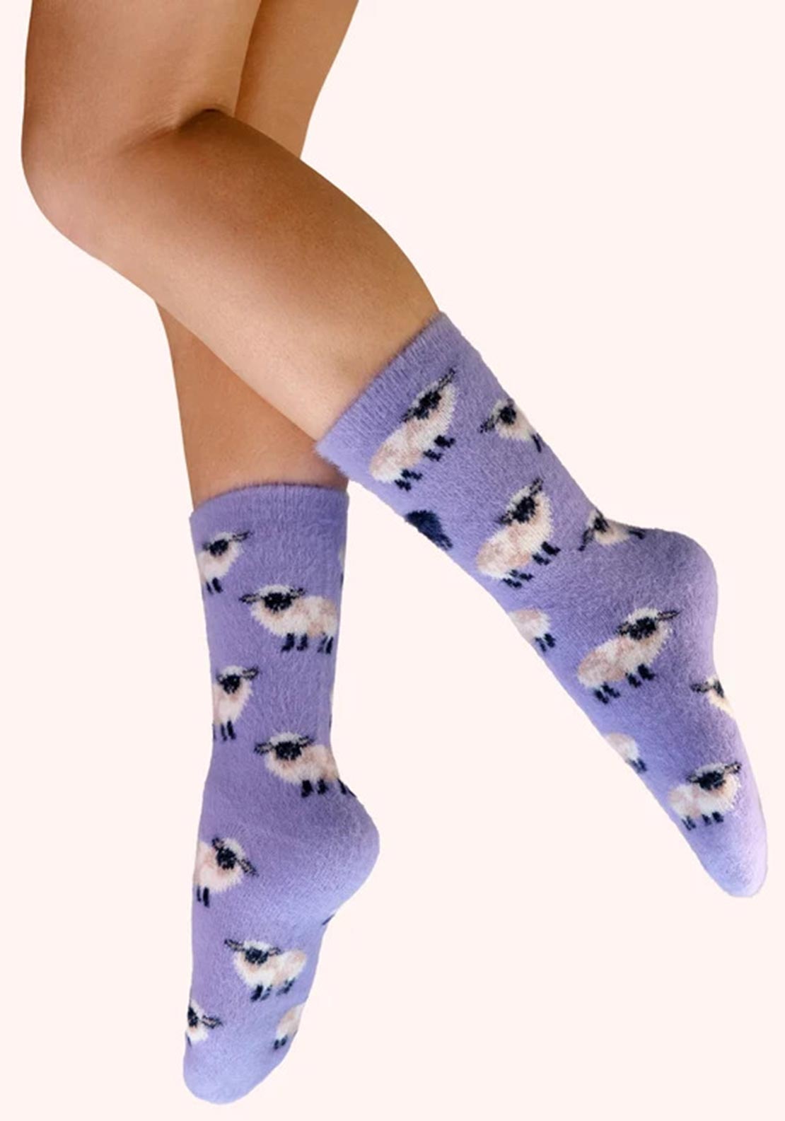 Powder Sheep Fuzzy Socks, Purple