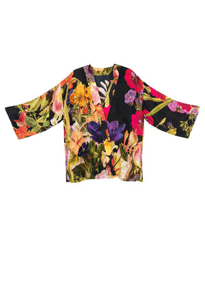 Powder Posy One Size Kimono Jacket, Black Multi
