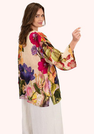 CREAM POSY MID LENGTH KIMONO
