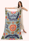 Powder Folk Floral Printed Scarf, Blue