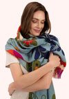 Powder Folk Floral Printed Scarf, Blue