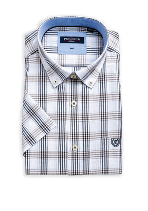 Pre End Thomas Check Short Sleeve Shirt, Coffee Brown