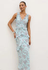 Pretty Lavish Aurelia Ruffle Maxi Dress, Blue and Brown